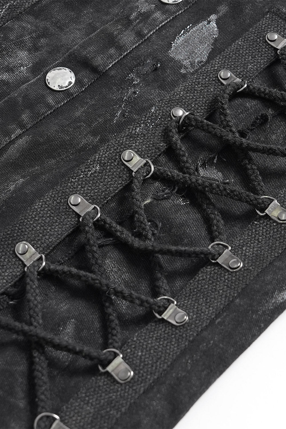 mens rugged tattered lace-up shirt 