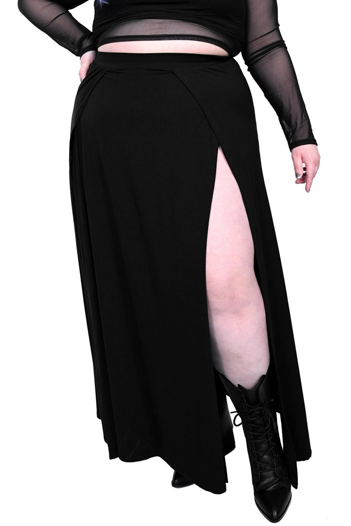 womens plus size black gothic highwaisted skirt