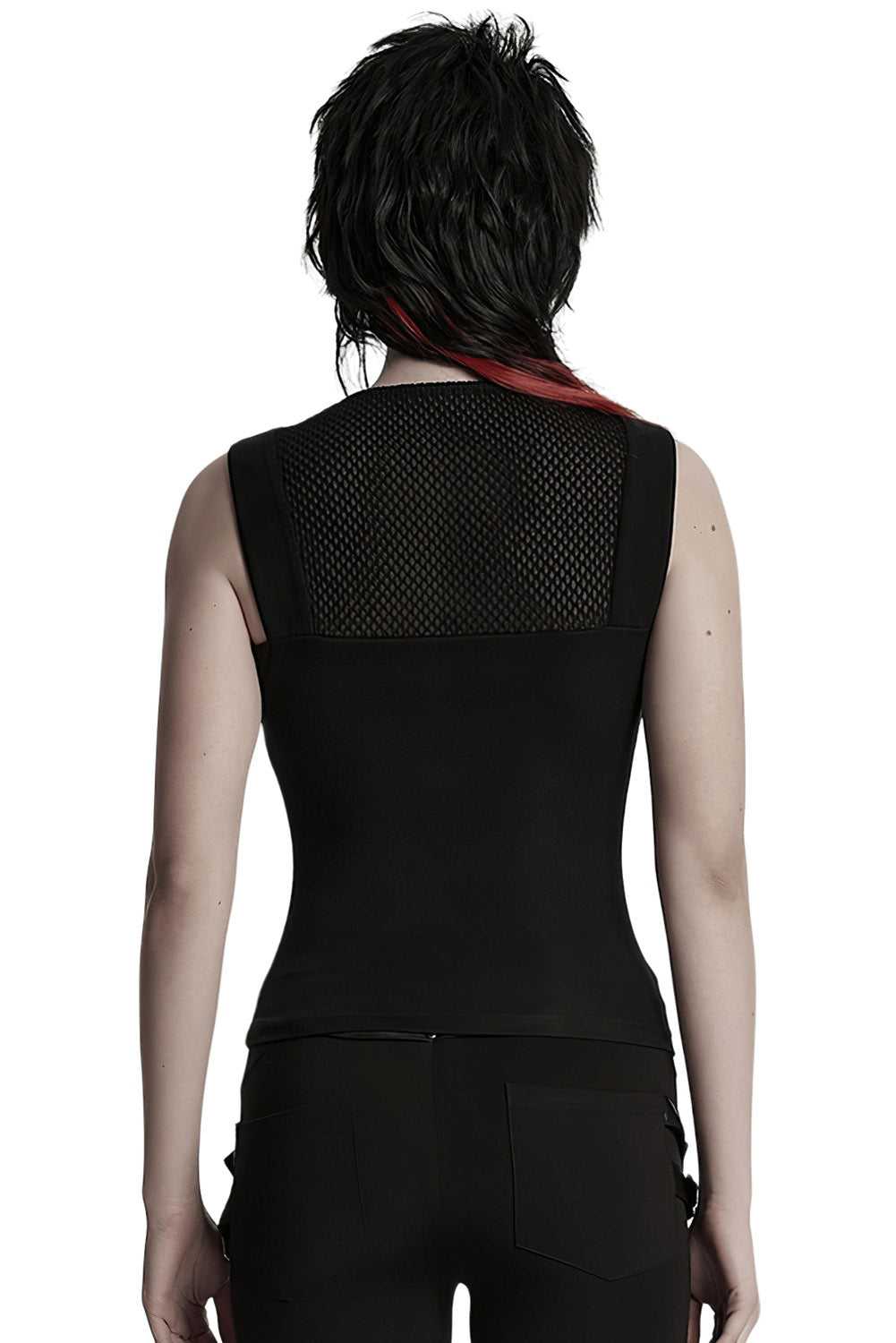 black fishnet cyber punk tank top