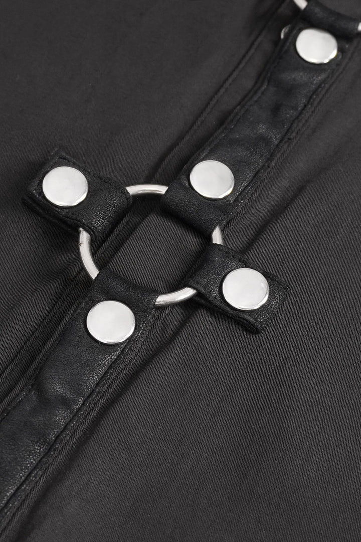 mens gothic button shirt with o rings and studs 