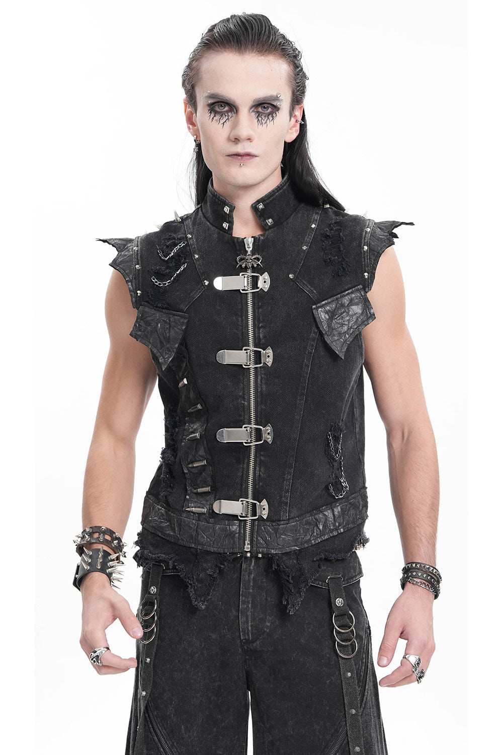 mens gothic distressed sleeveless top