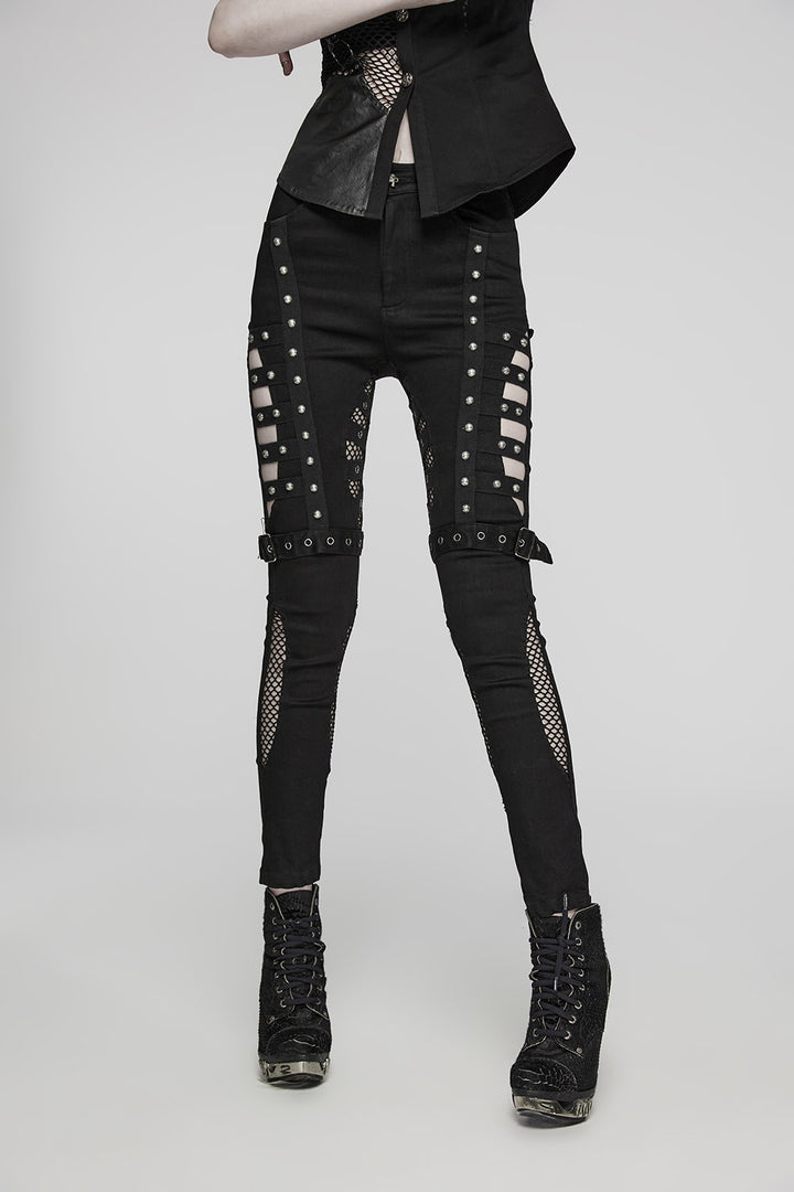 womens gothic fishnet skinny jeans