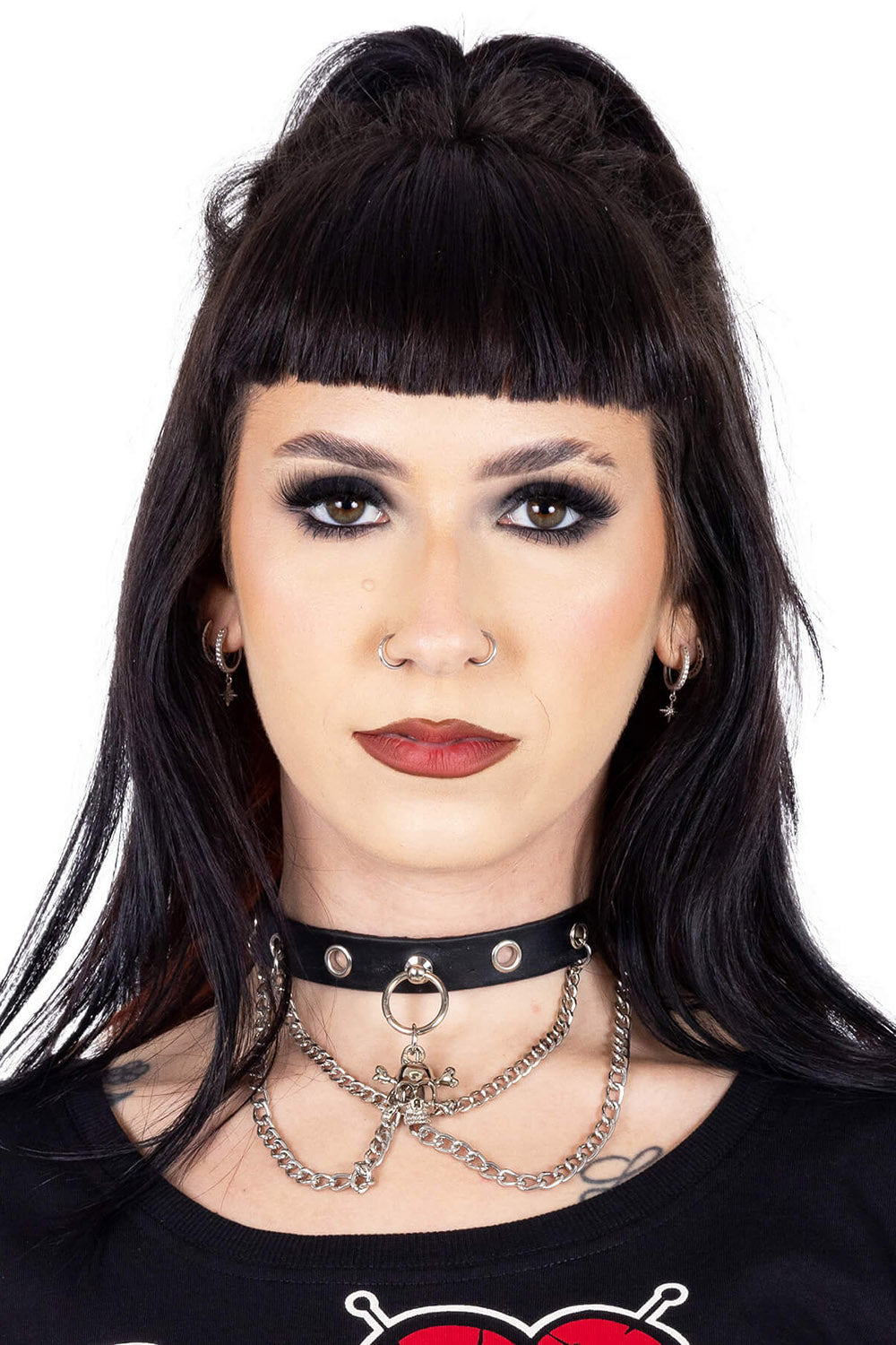 gothic skull and crossbones choker