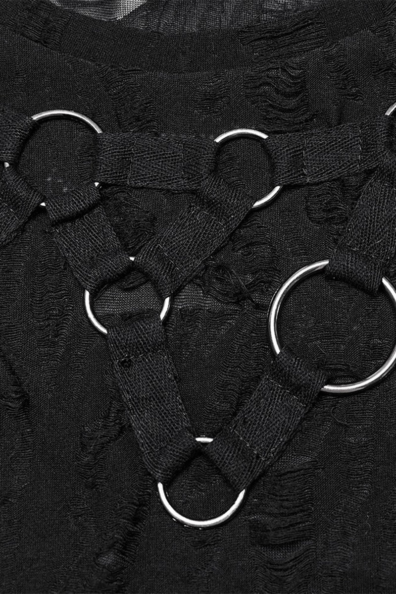 womens punk crop top with o-rings
