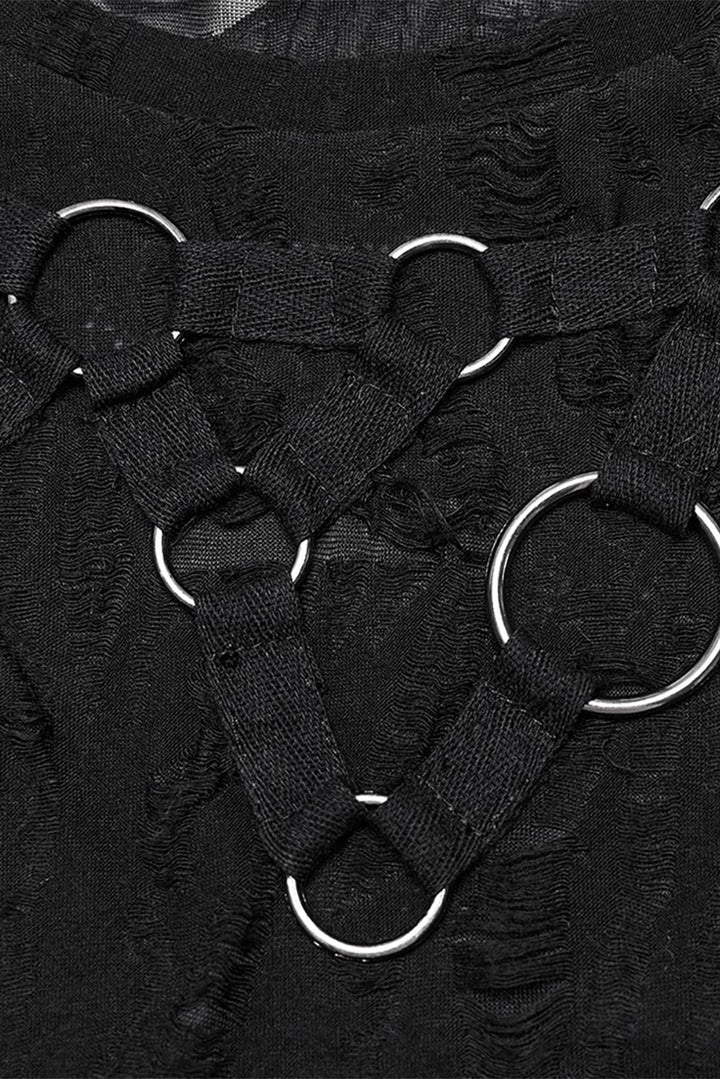 womens punk crop top with o-rings