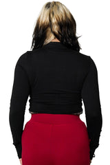 plus size high collar gothic long sleeve top with thumbholes