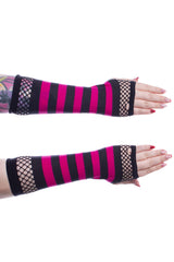 grunge goth striped arm warmers