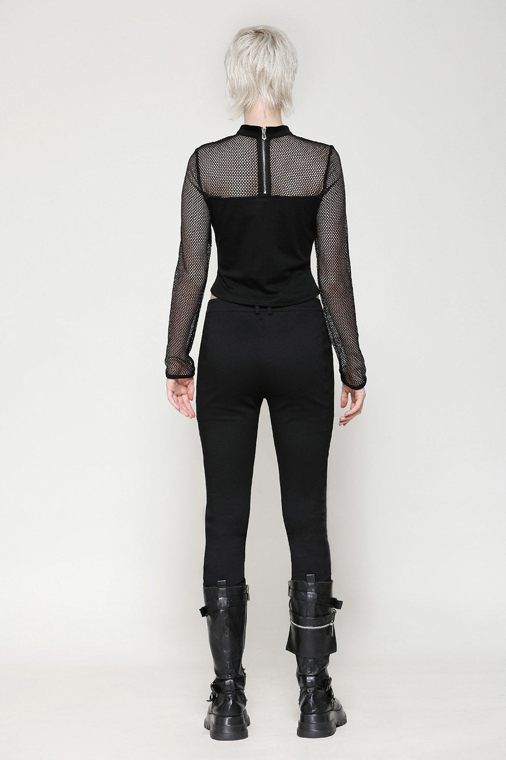 fishnet long sleeve corset crop top