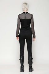 fishnet long sleeve corset crop top