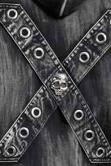 mens mens distressed post-apocalyptic hoodie jacket with skull
