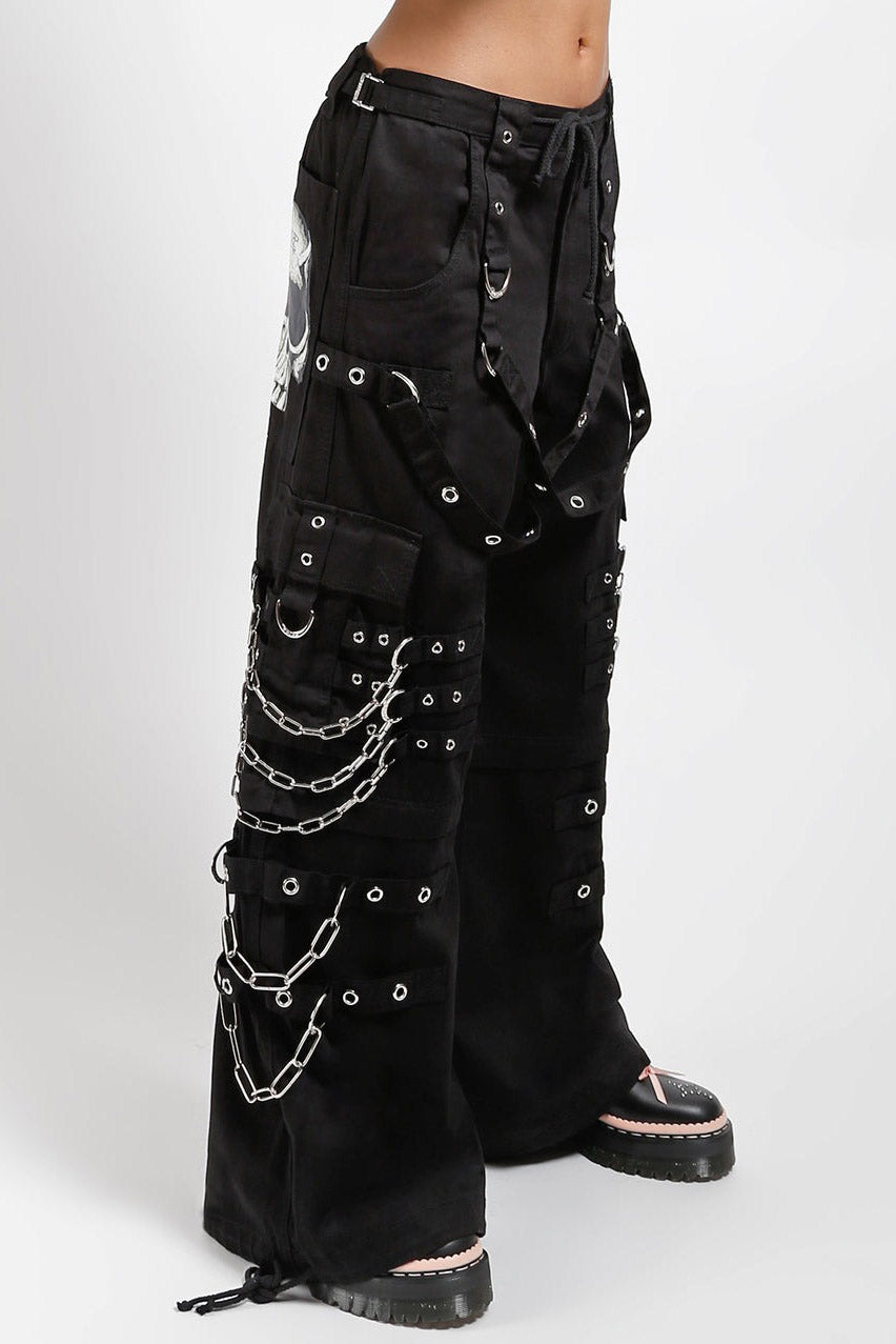 oversized punk cotton baggy jeans with printed skull 