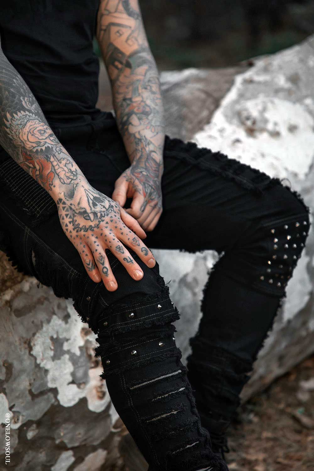 black studded spiked  post-apocalyptic jeans