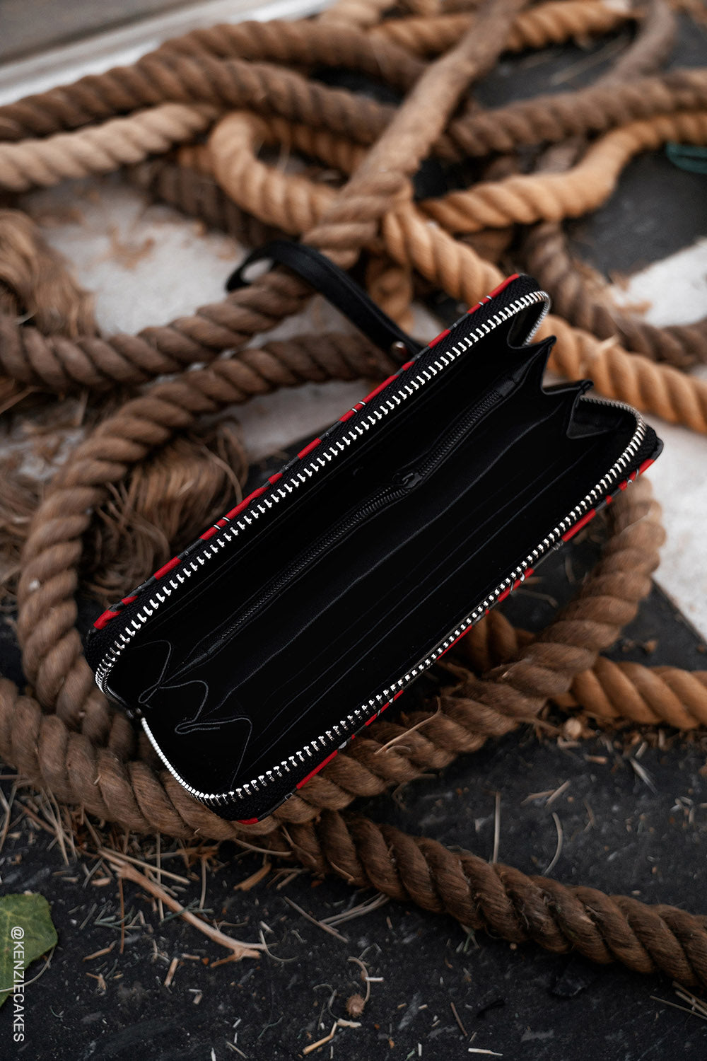 emo vegan leather zippered wallet