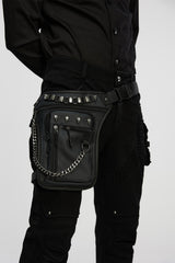 mens studded chain waist bag