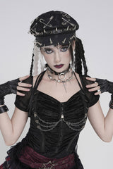 spiked vegan leather cap hat
