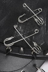 safety pin spiked vegan leather cap hat by devil fashion