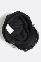 distressed safety pin spiked vegan leather cap hat