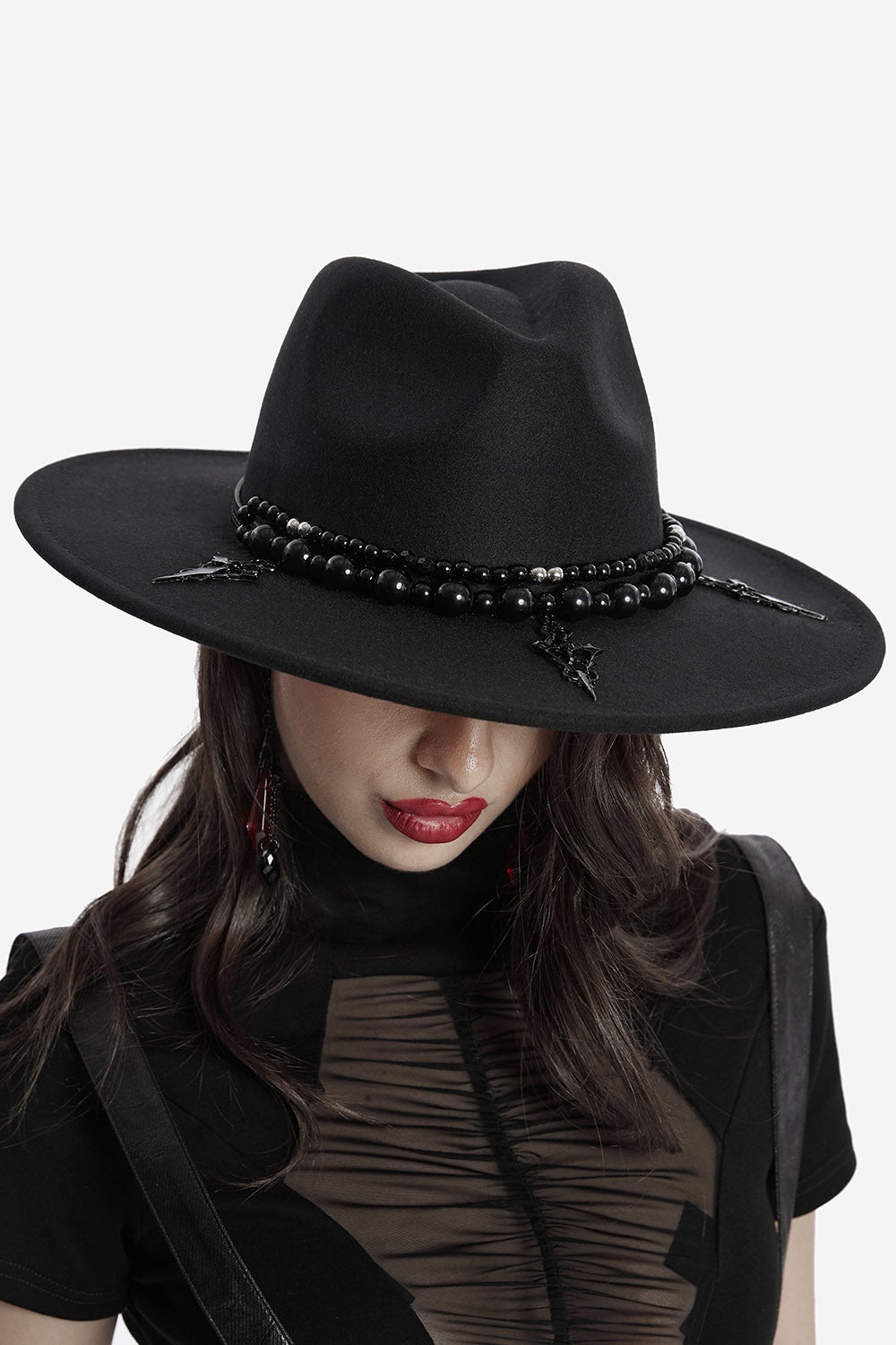 womens suede goth hat