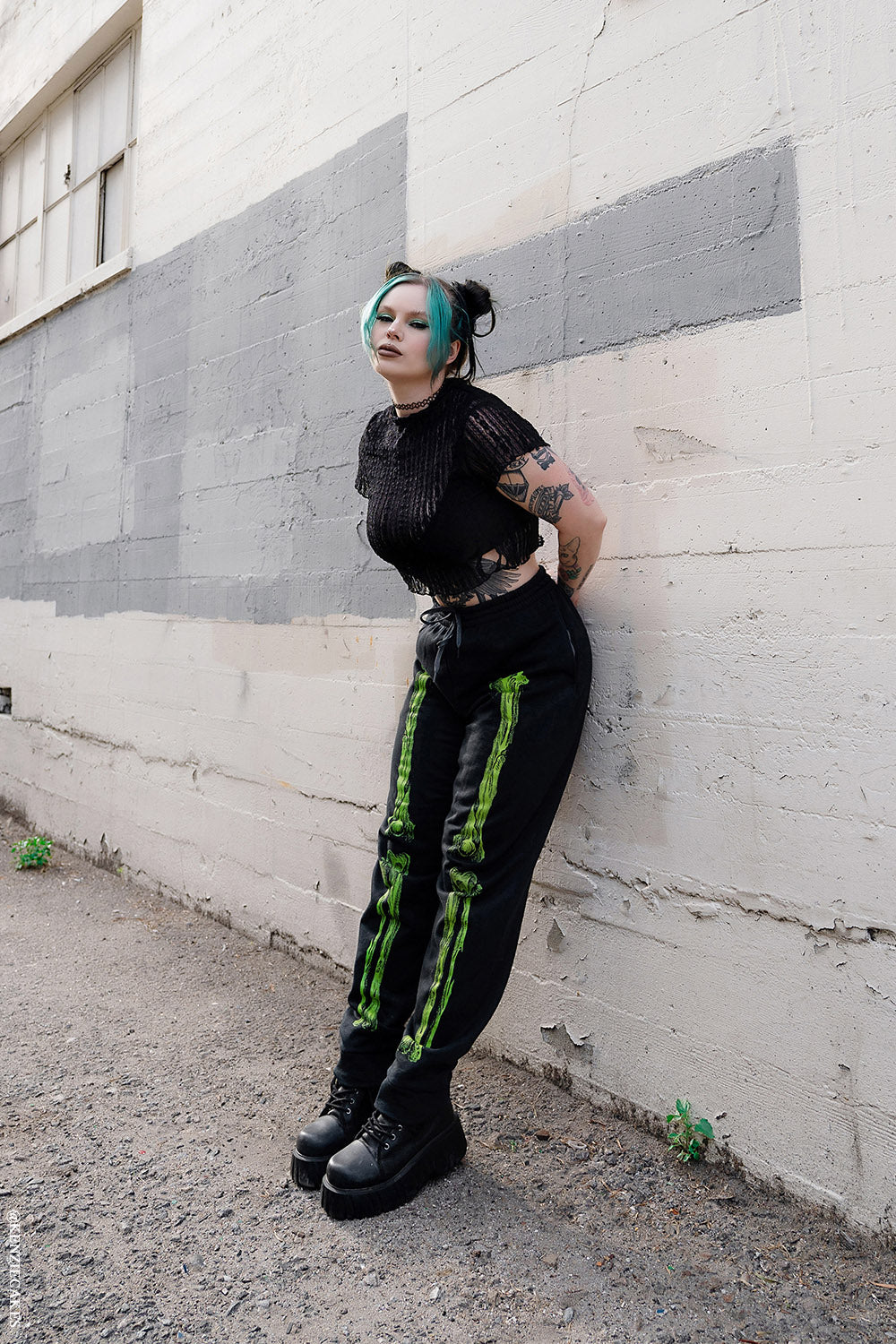 skeleton bone jogger pants