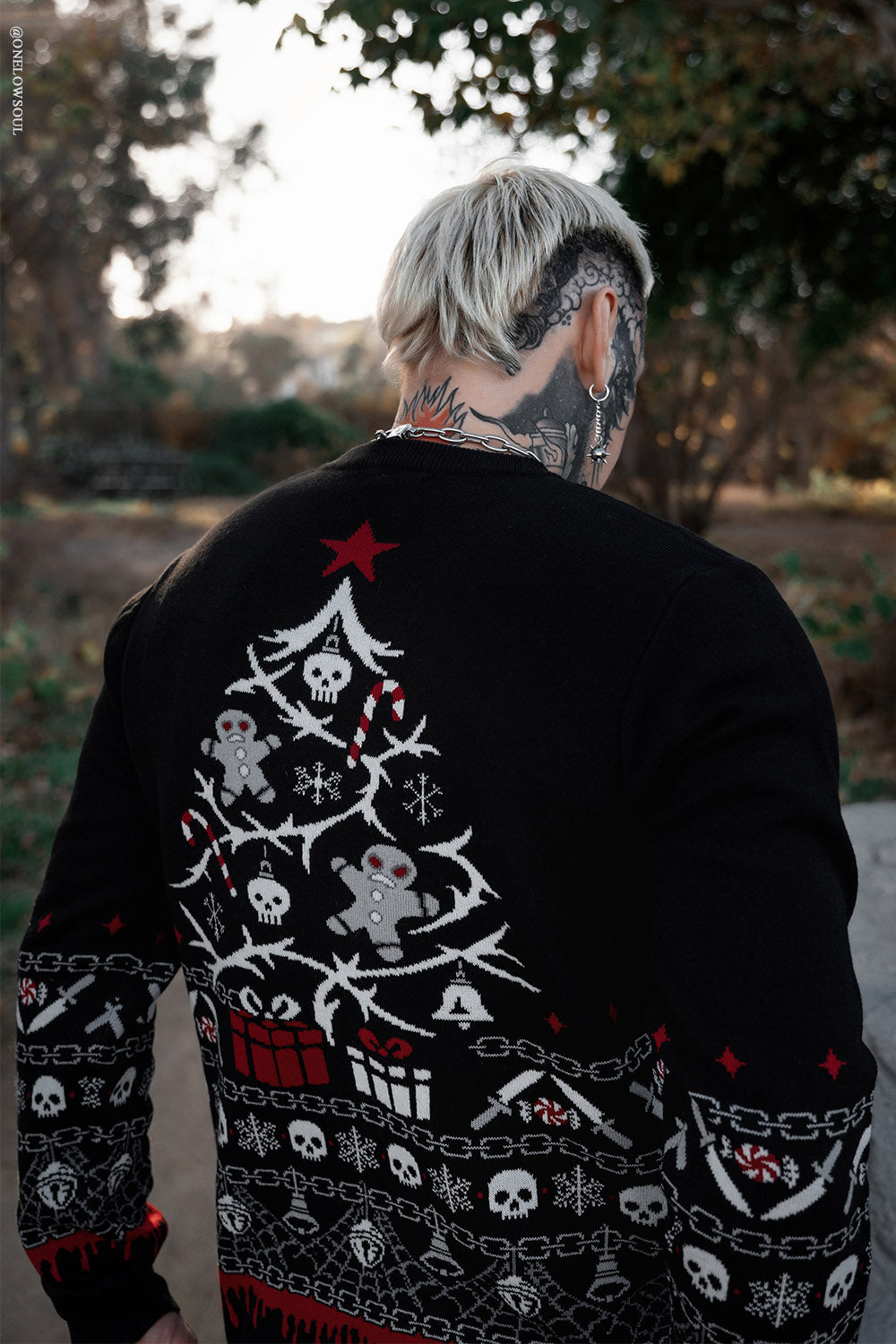 knitted novelty krampus goth holiday christmas sweater