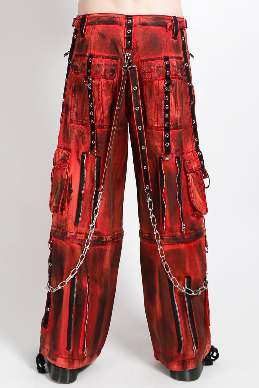 mens distressed baggy fit cargo pants with studs and grommets 