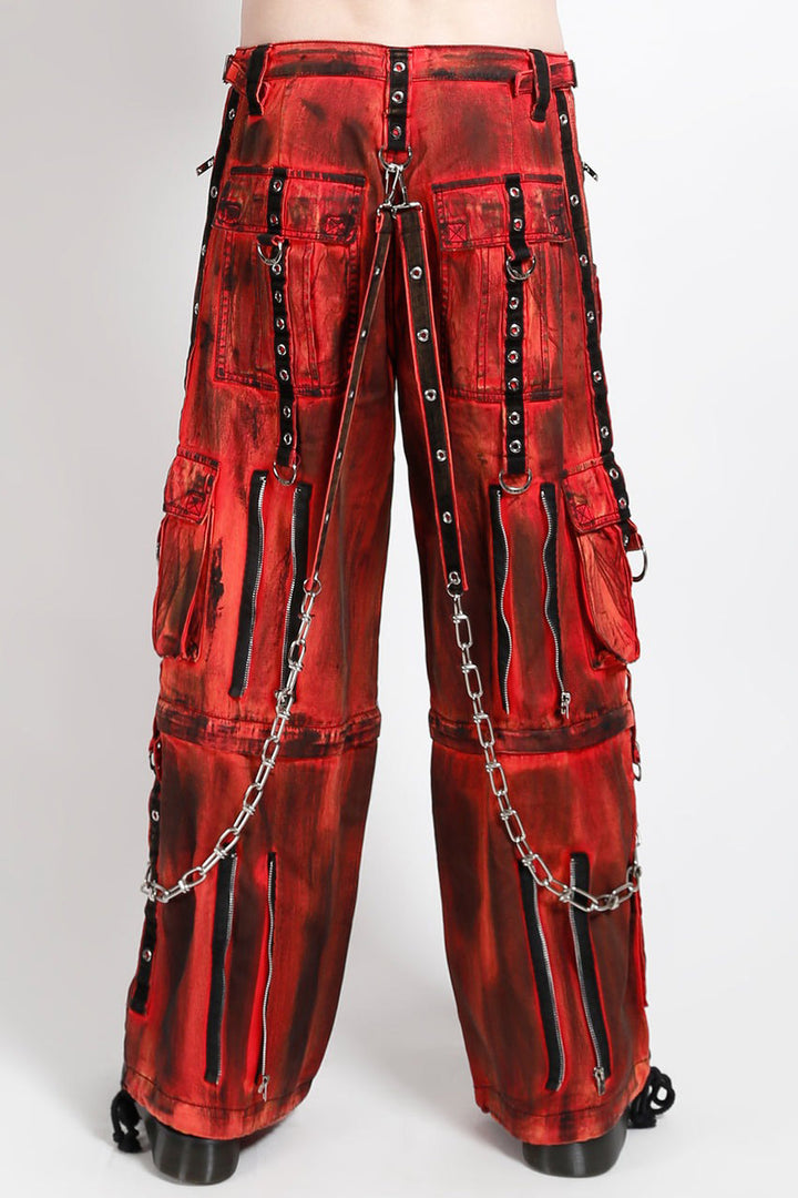 mens distressed baggy fit cargo pants with studs and grommets 