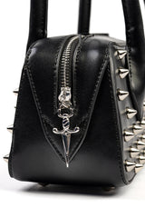 grunge goth punk vegan leather spiked purse with dagger charm