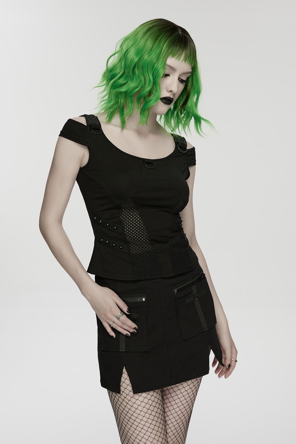 womens cold-shoulder gothic shirt