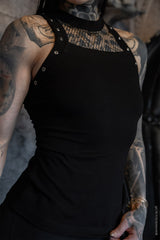 fishnet black tank top
