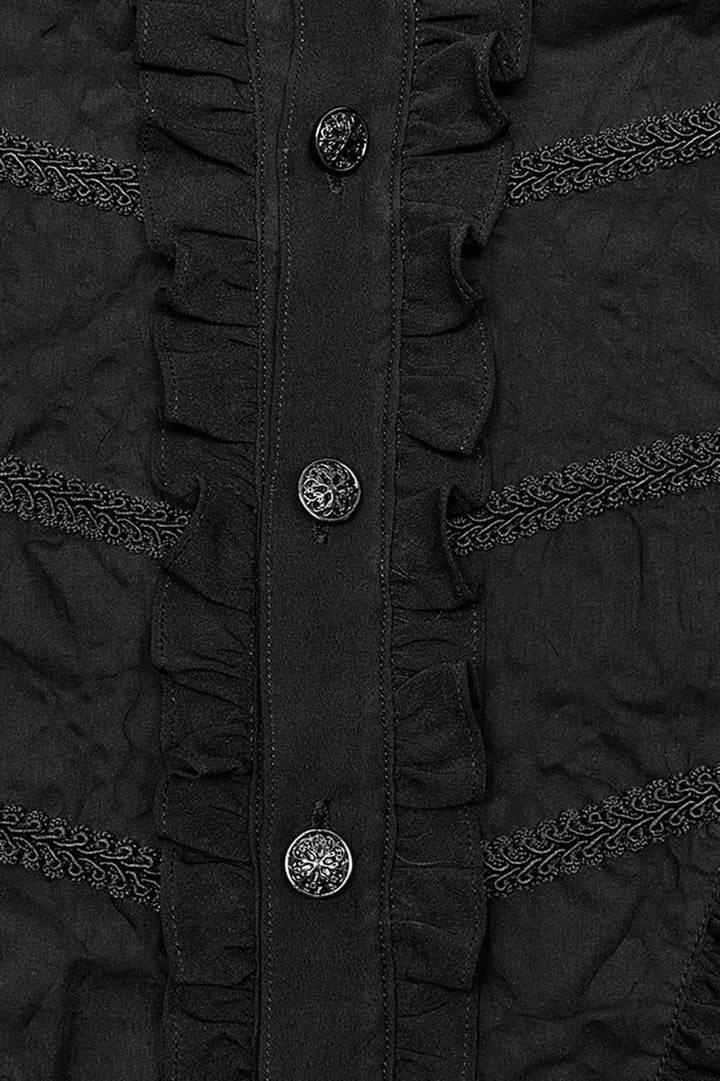 embroidered victorian mens vampire goth butted long sleeve shirt