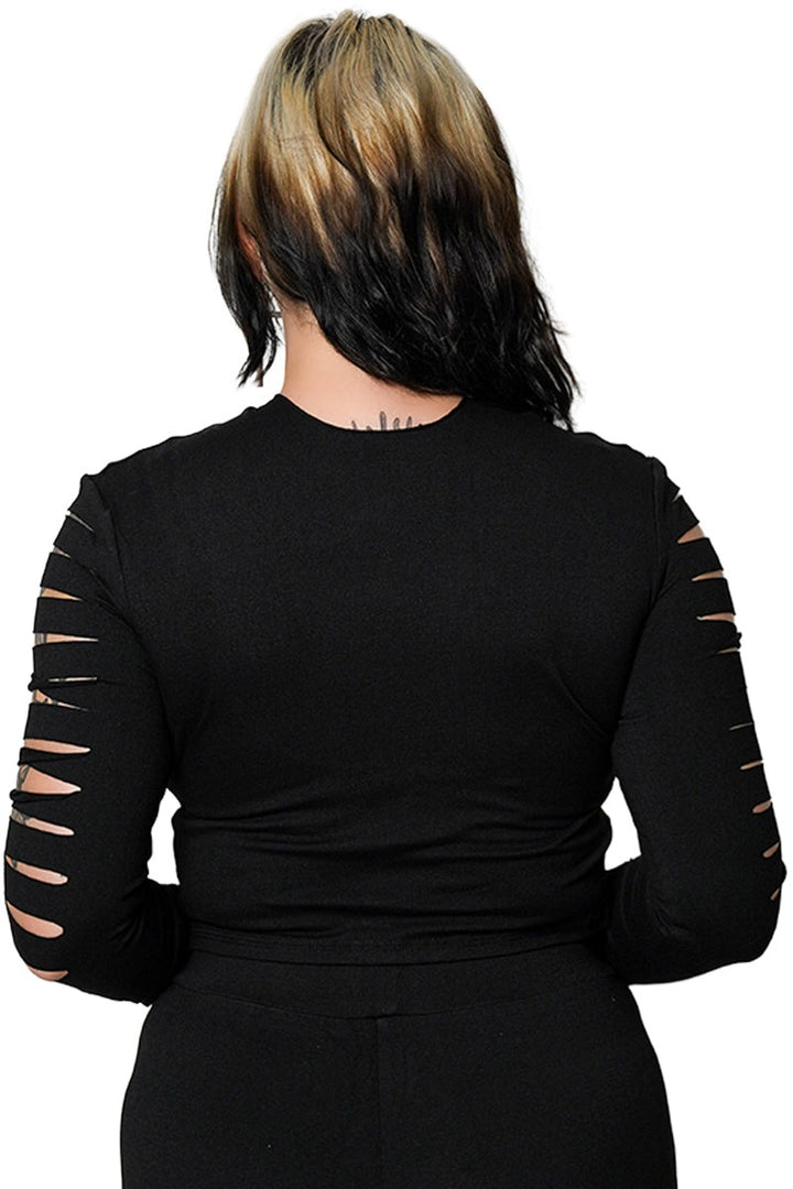 emo long sleeve shredded shirt