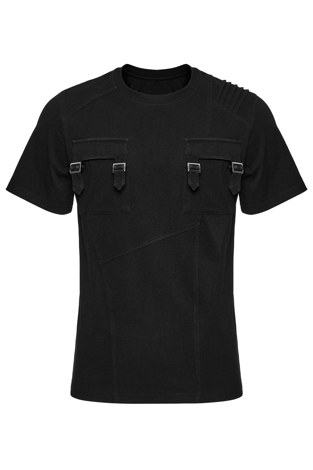 mens black cotton ribbed short sleeve punk tshirt