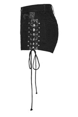 lace-up fishnet corset shorts