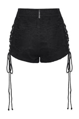 grunge goth lace-up fishnet corset shorts