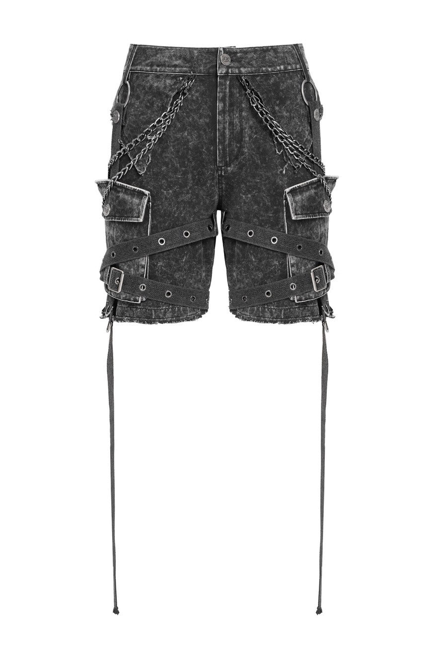 mens distressed grunge cargo jeans with raw hem