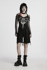 womens rugged distressed long baggy shorts