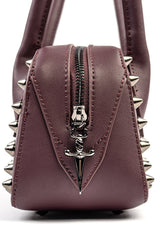 grunge goth punk vegan leather spiked handbag with large carry straps 