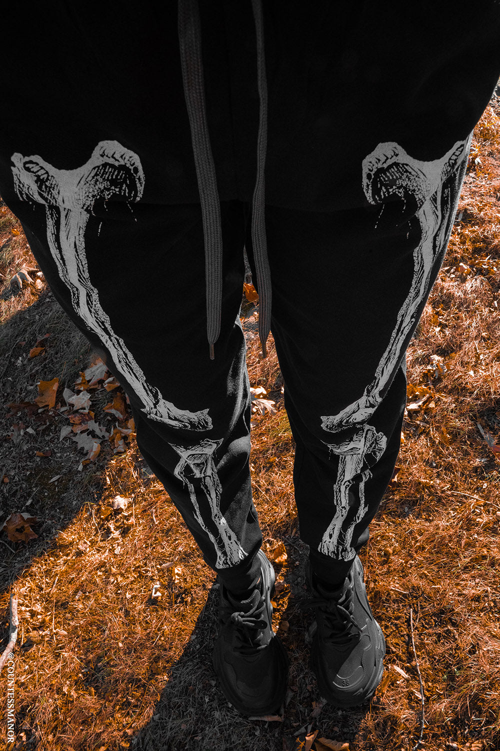 womens skeleton joggers pants by vampirefreaks