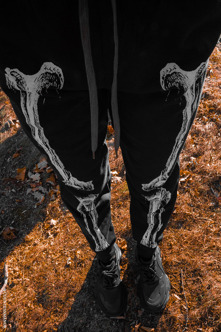 womens skeleton joggers pants by vampirefreaks