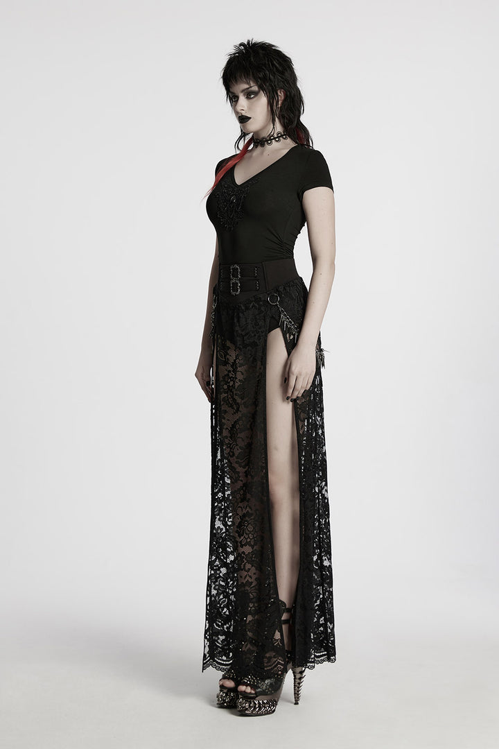 womens buckles gothic skirt with scallop hem 