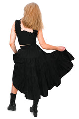 womens black peplum gothic cotton tiered skirt