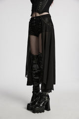 womens fish et studded shorts and mesh train skirt