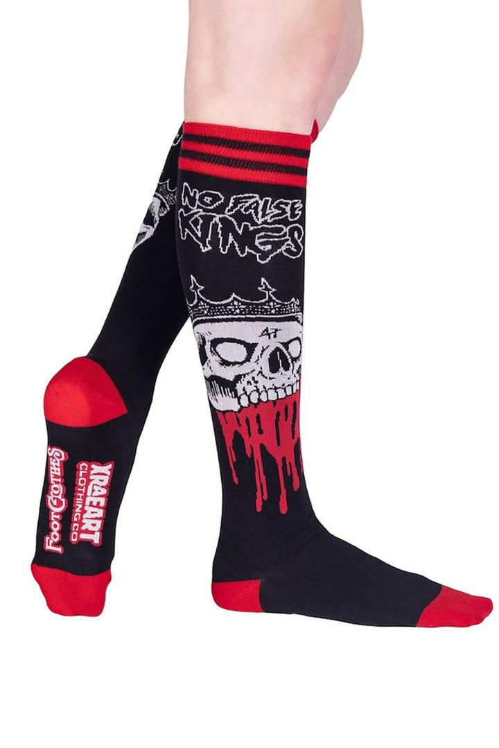 bloody skull knee high socks