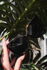 rockabilly gothic cateye black oversized sunglasses
