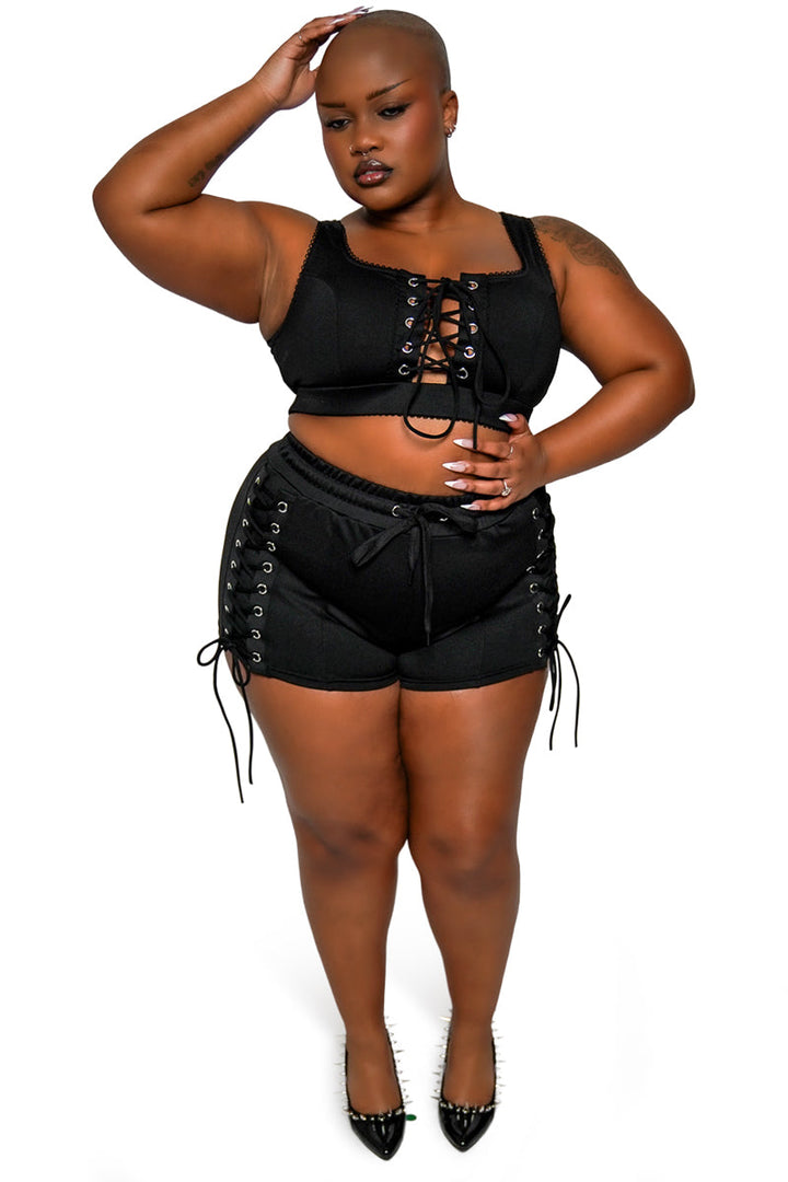 corset lace-up shorts 