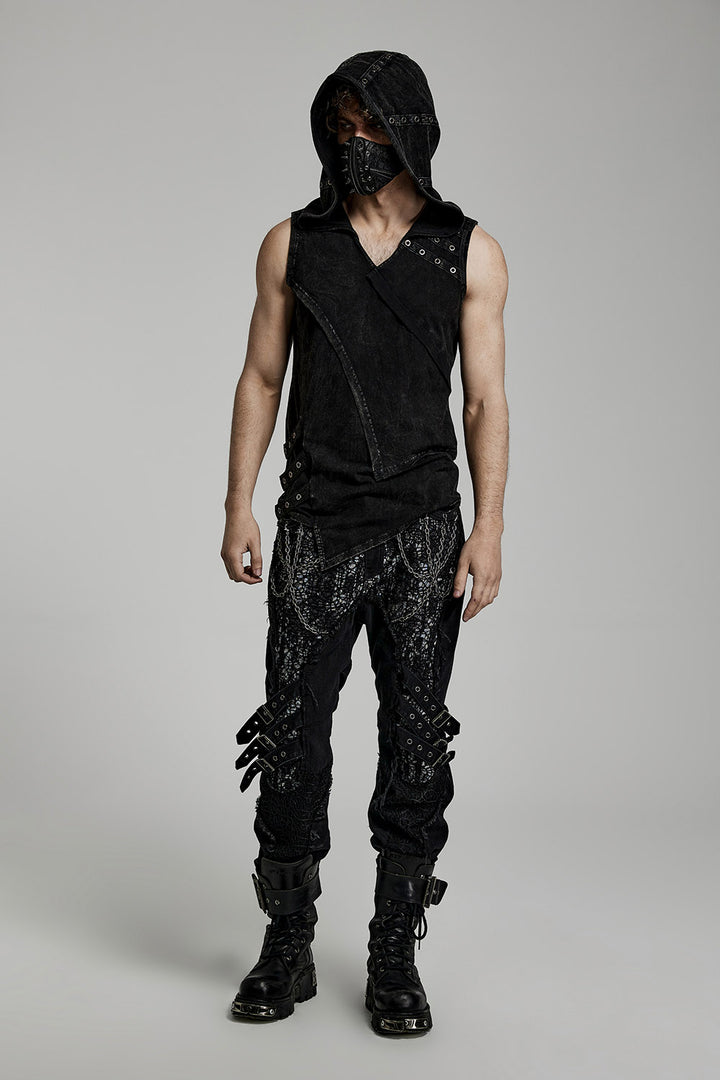 distressed mens punk asymmetric tank top