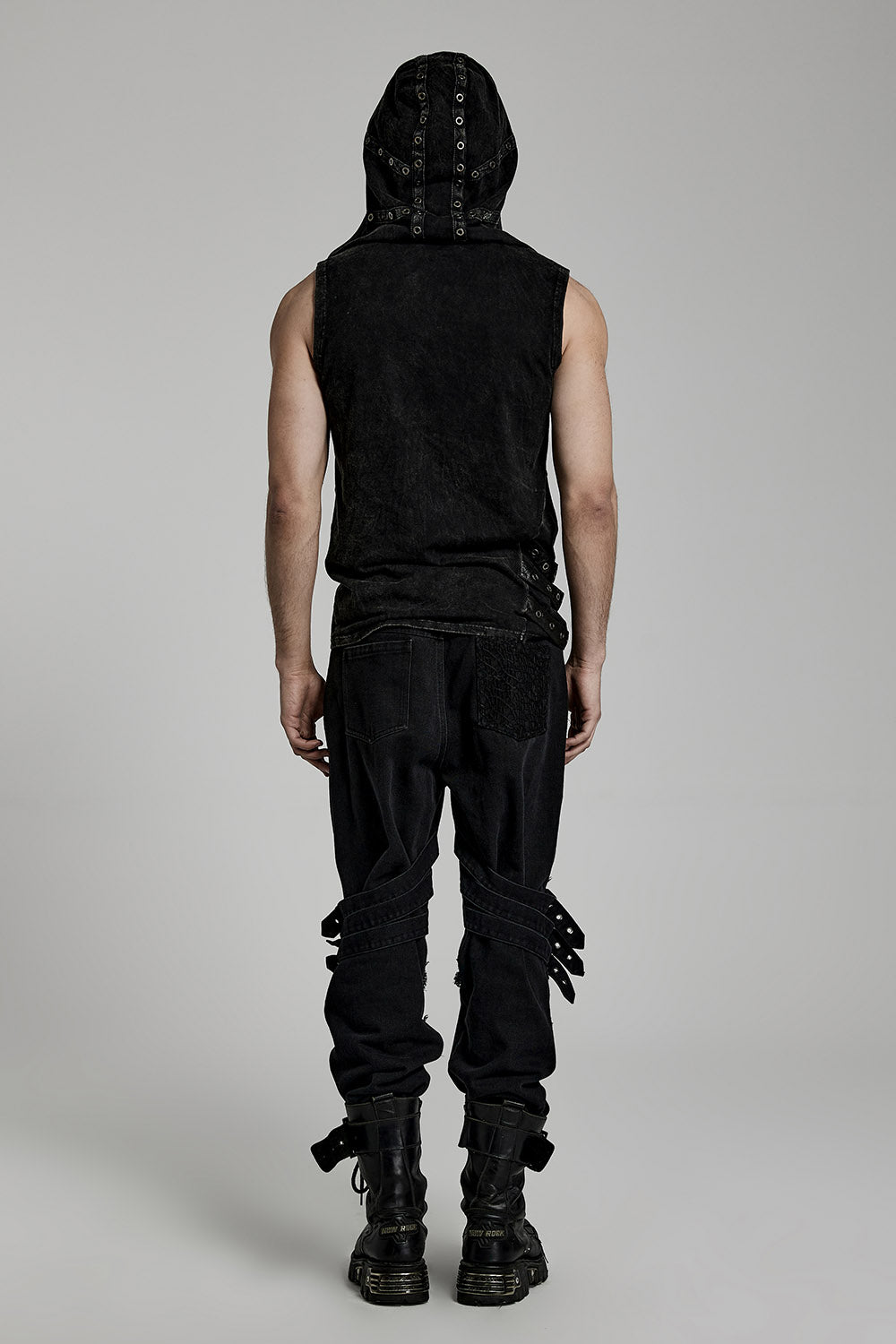 studded mens punk asymmetric tank top