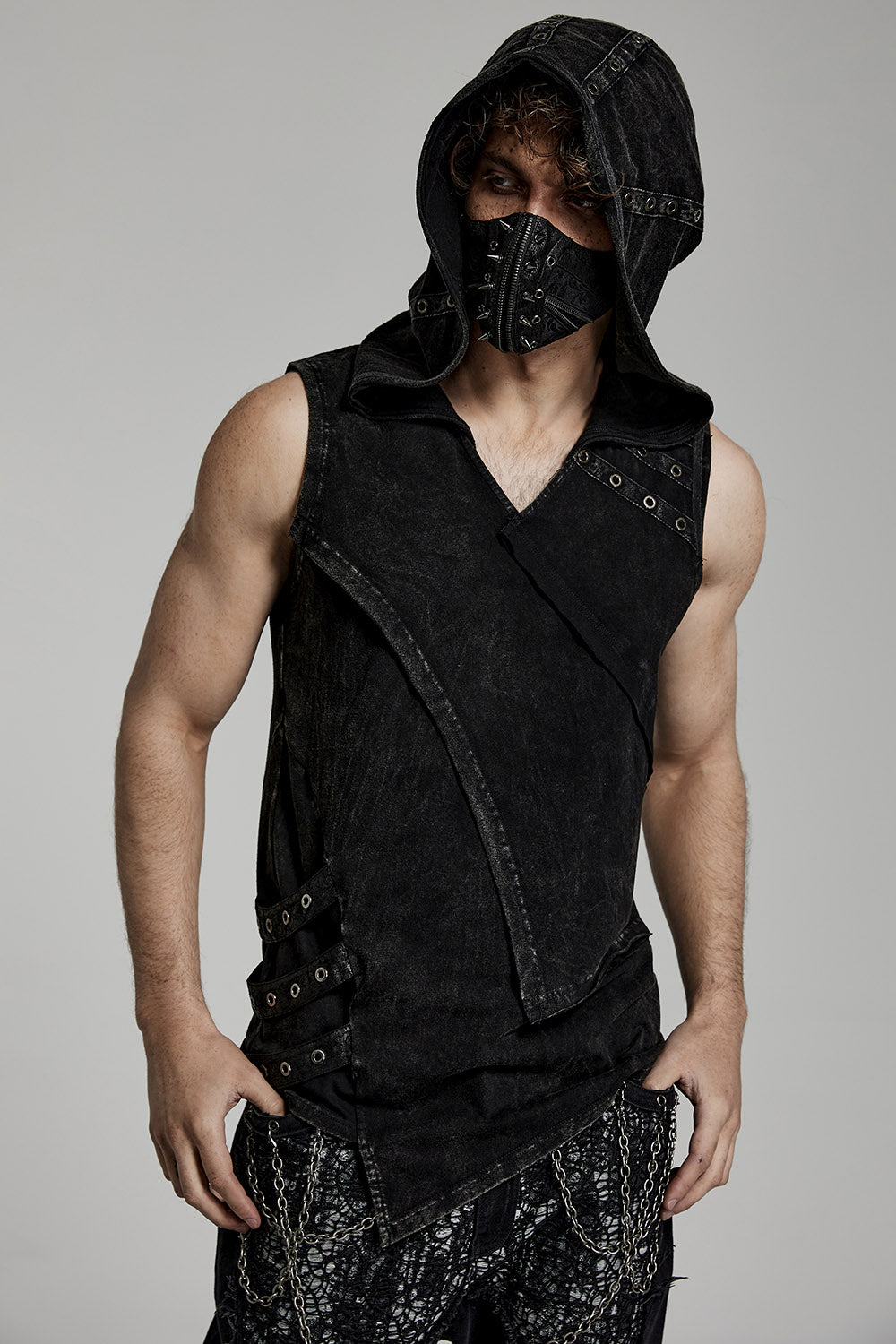 mens punk asymmetric tank top