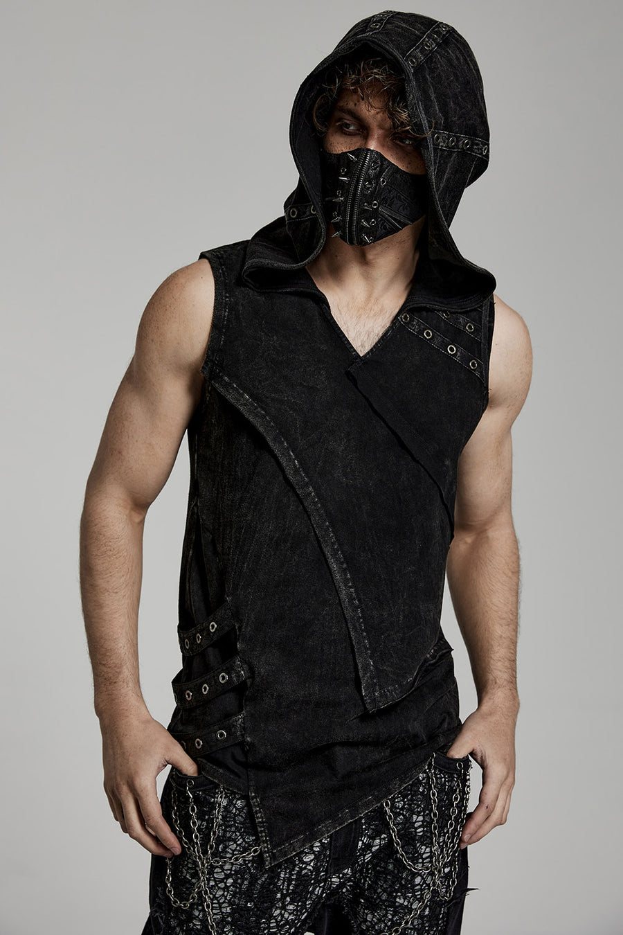 mens punk asymmetric tank top