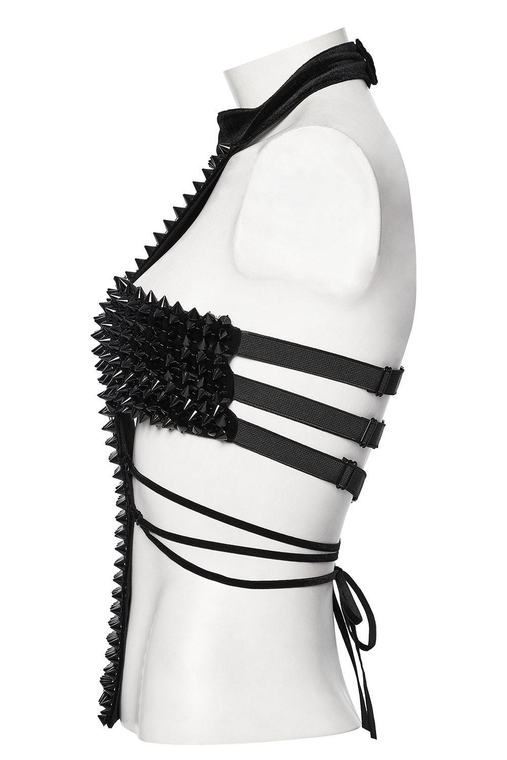 womens black studded bra top